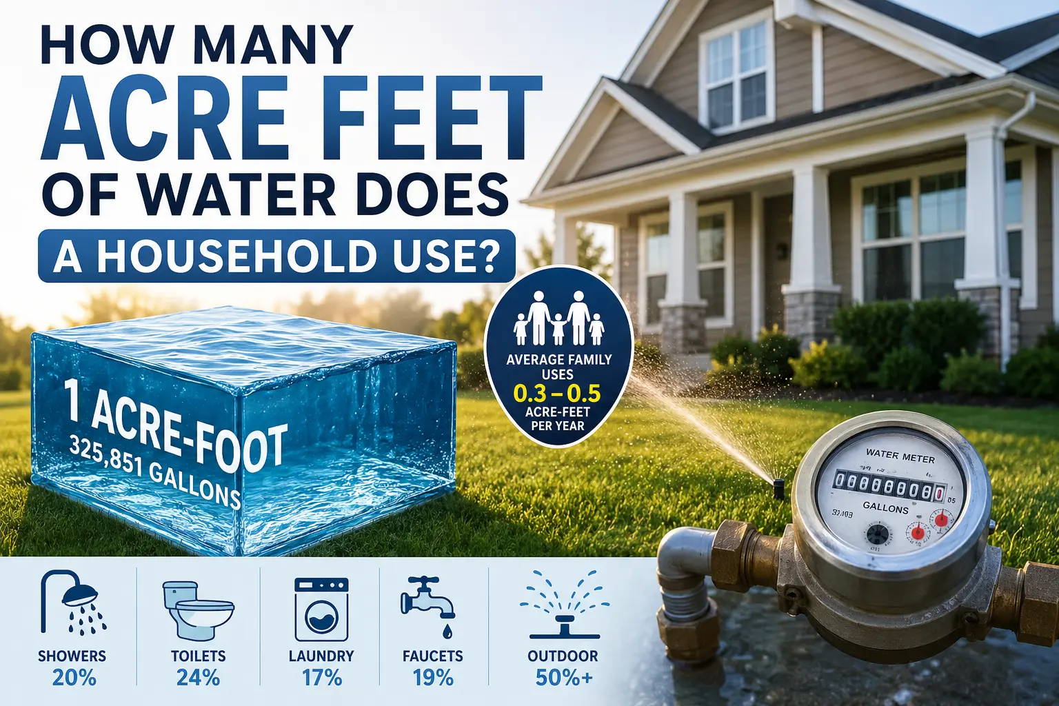 how many acre feet of water does a household use