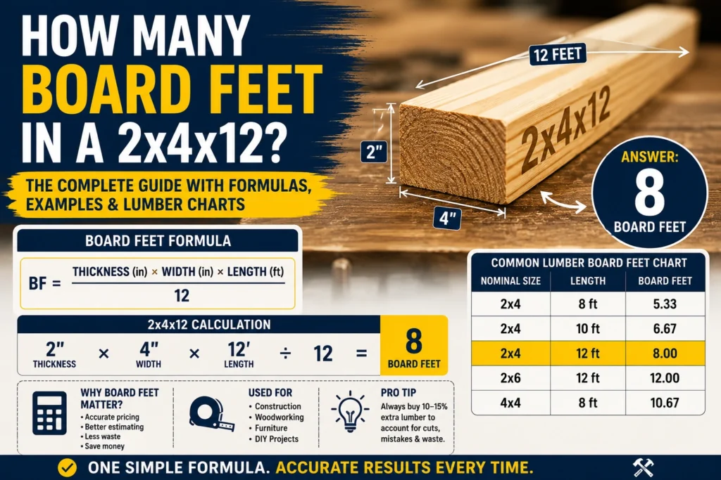 how many board feet in a 2x4x12