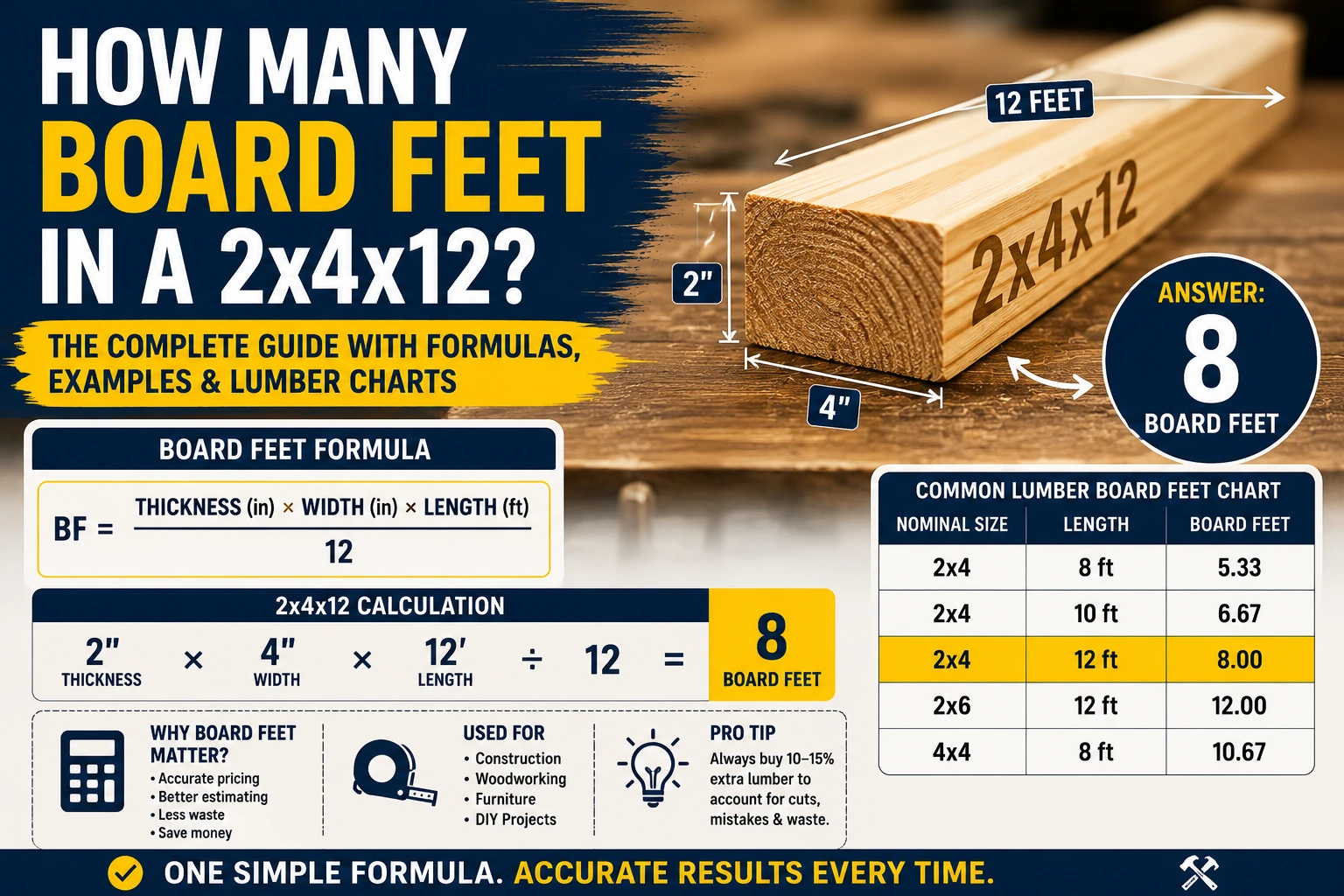 how many board feet in a 2x4x12