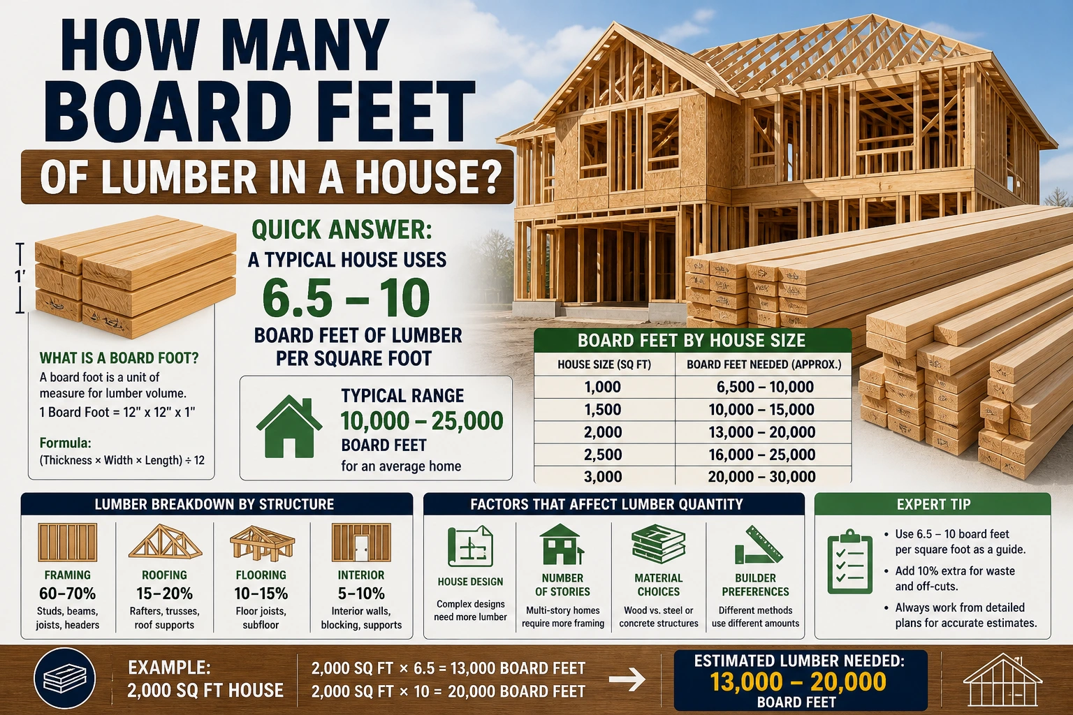 how many board feet of lumber in a house