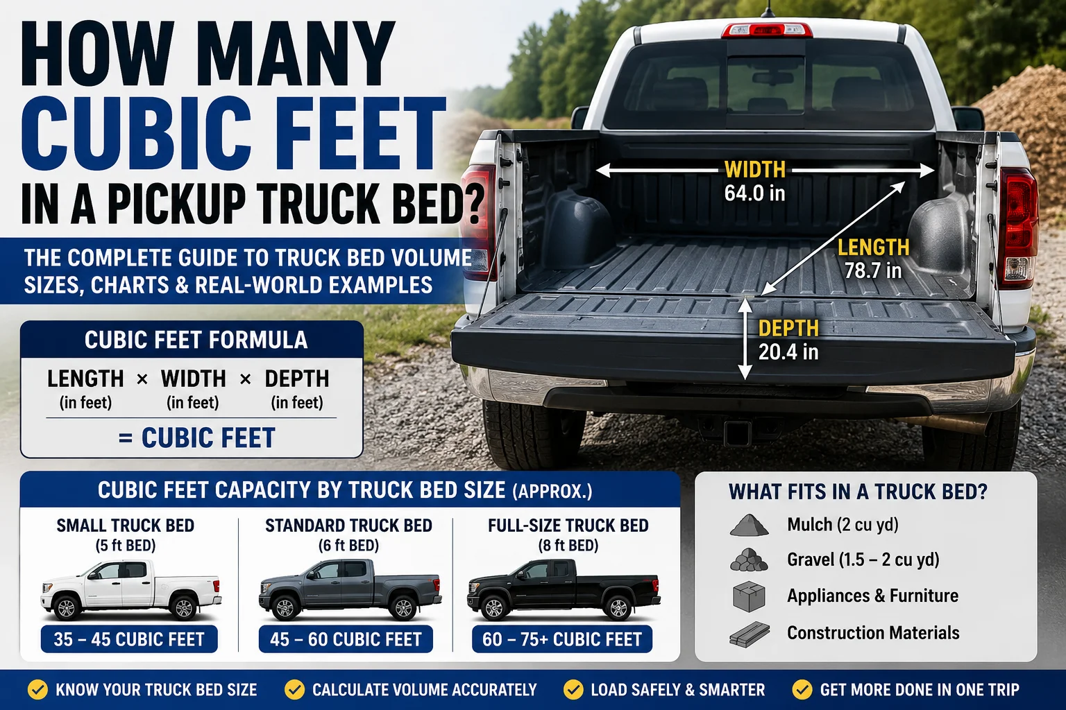 how many cubic feet in a pickup truck bed