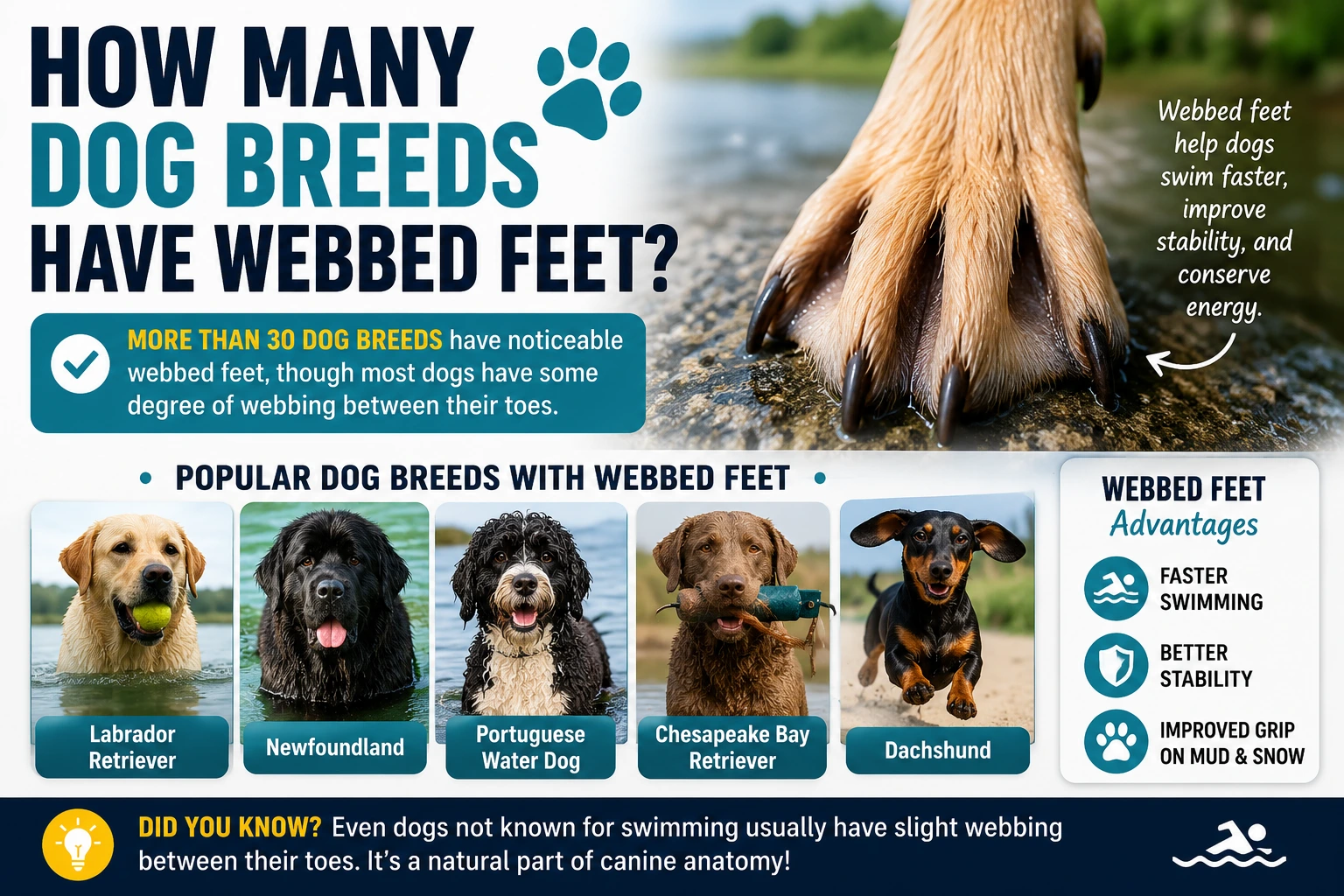 how many dog breeds have webbed feet