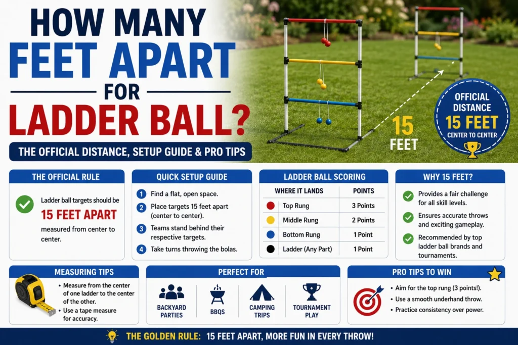 how many feet apart for ladder ball