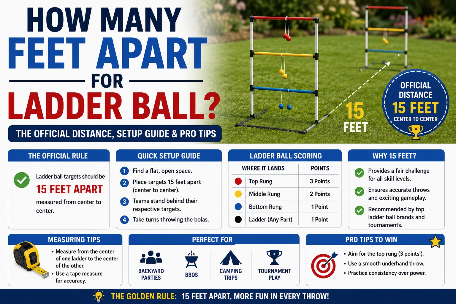 how many feet apart for ladder ball