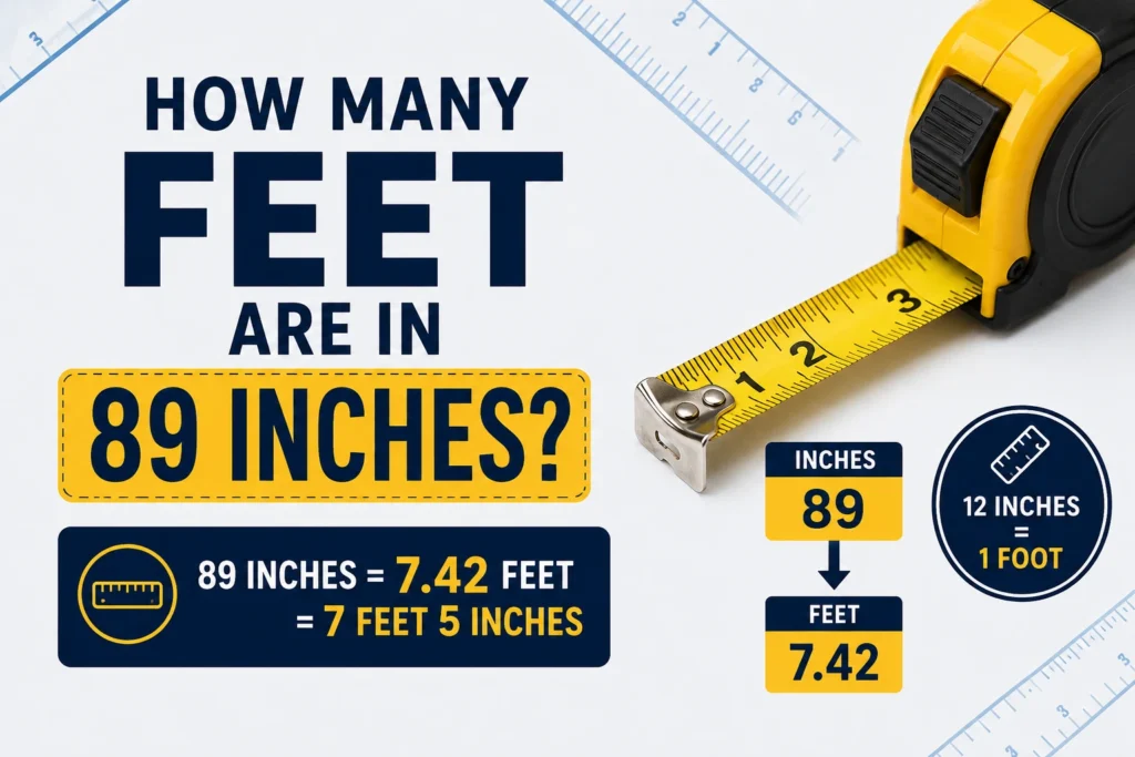 how many feet are in 89 inches