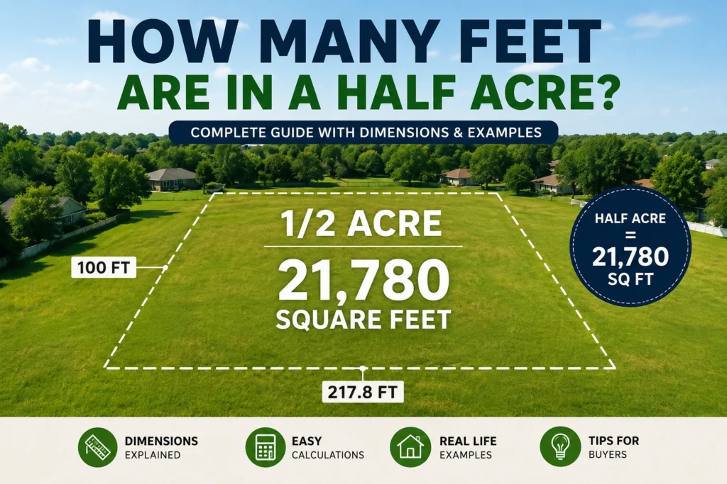 how many feet are in a half acre