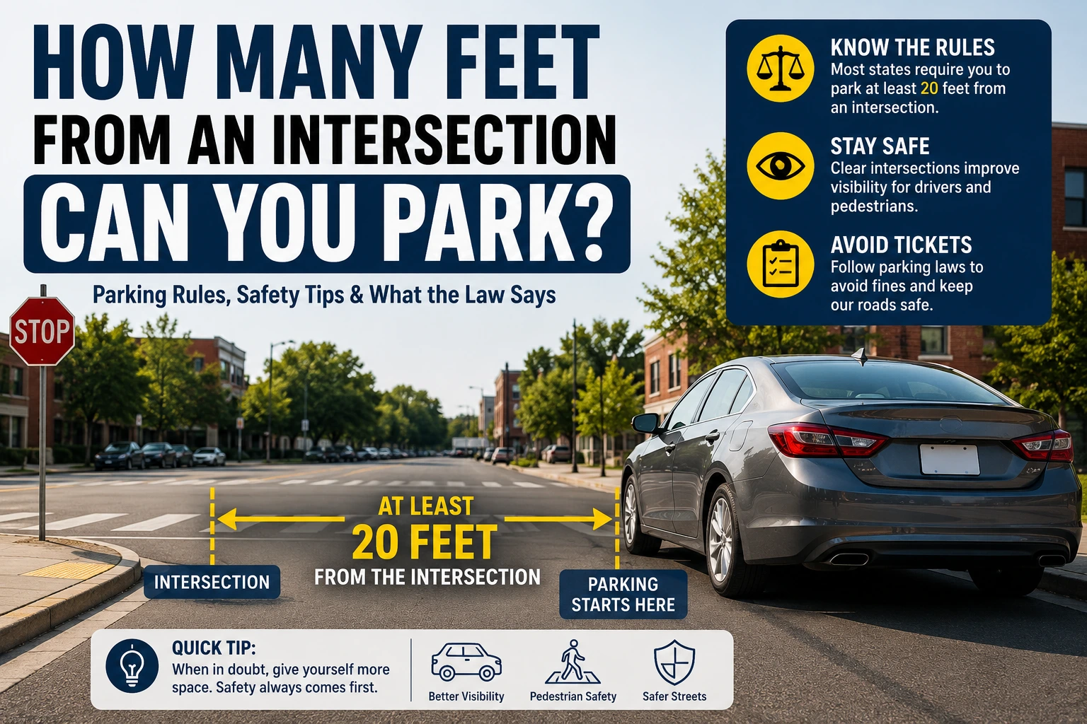 how many feet from an intersection can you park