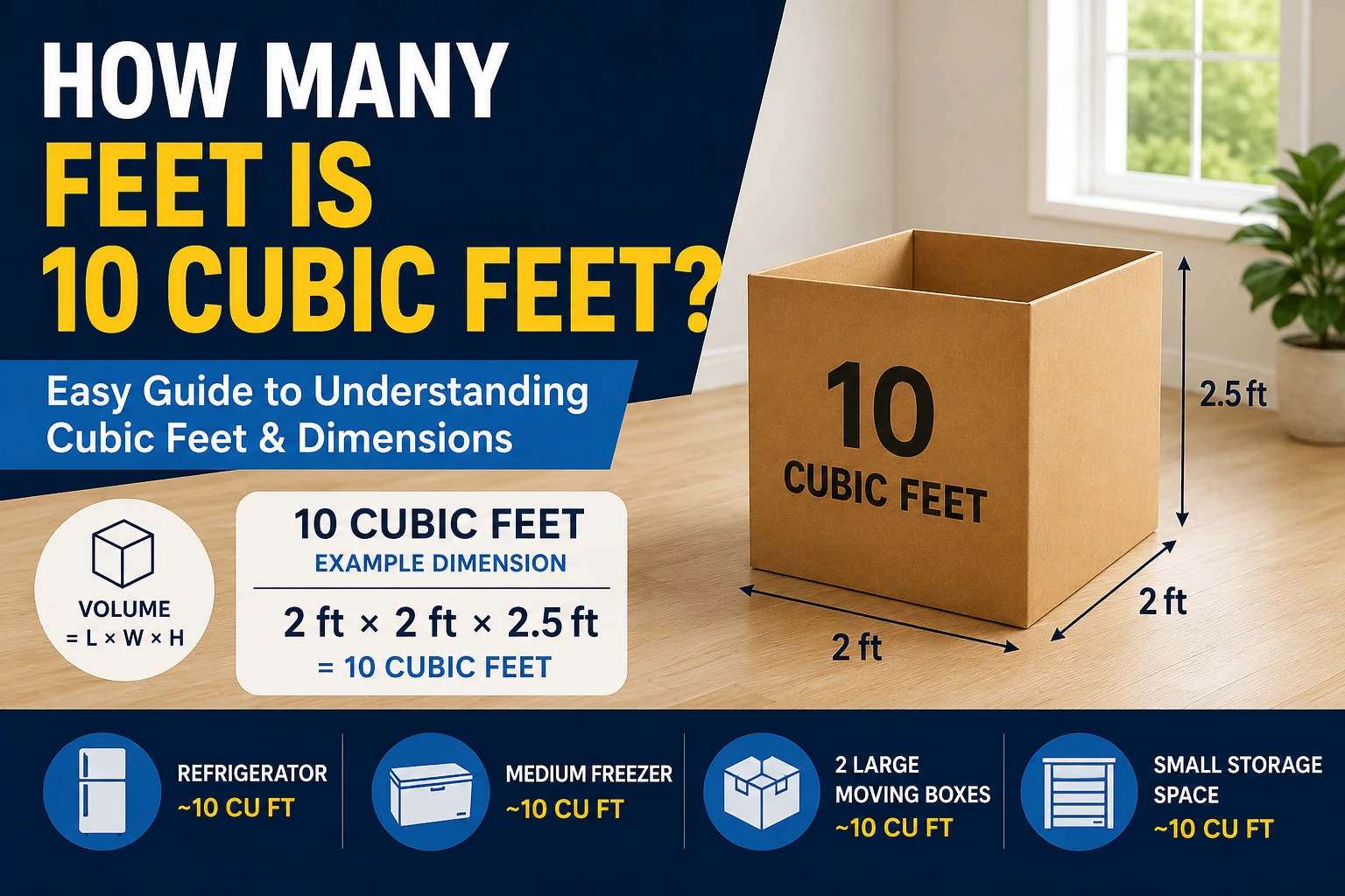 how many feet is 10 cubic feet