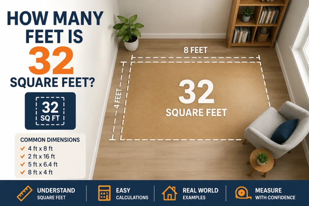 how many feet is 32 square feet