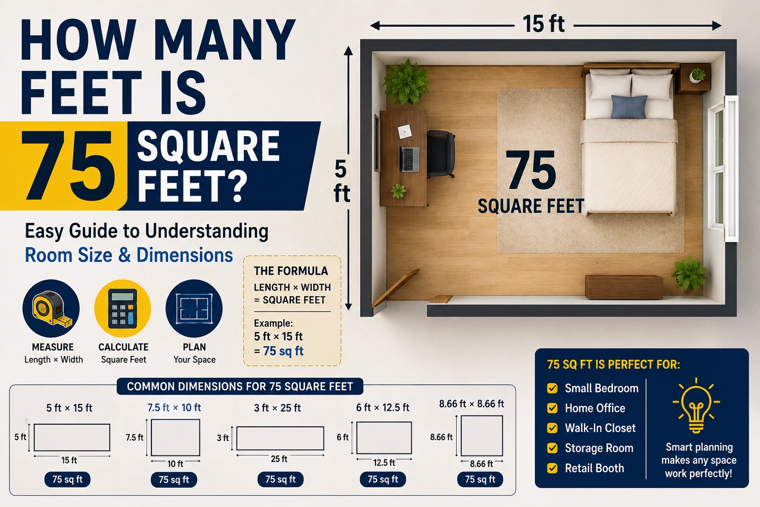 how many feet is 75 square feet