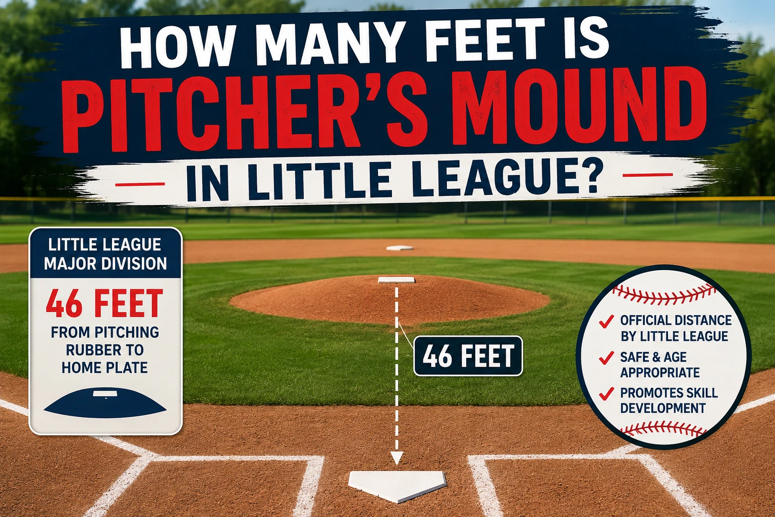 how many feet is pitcher's mound in little league