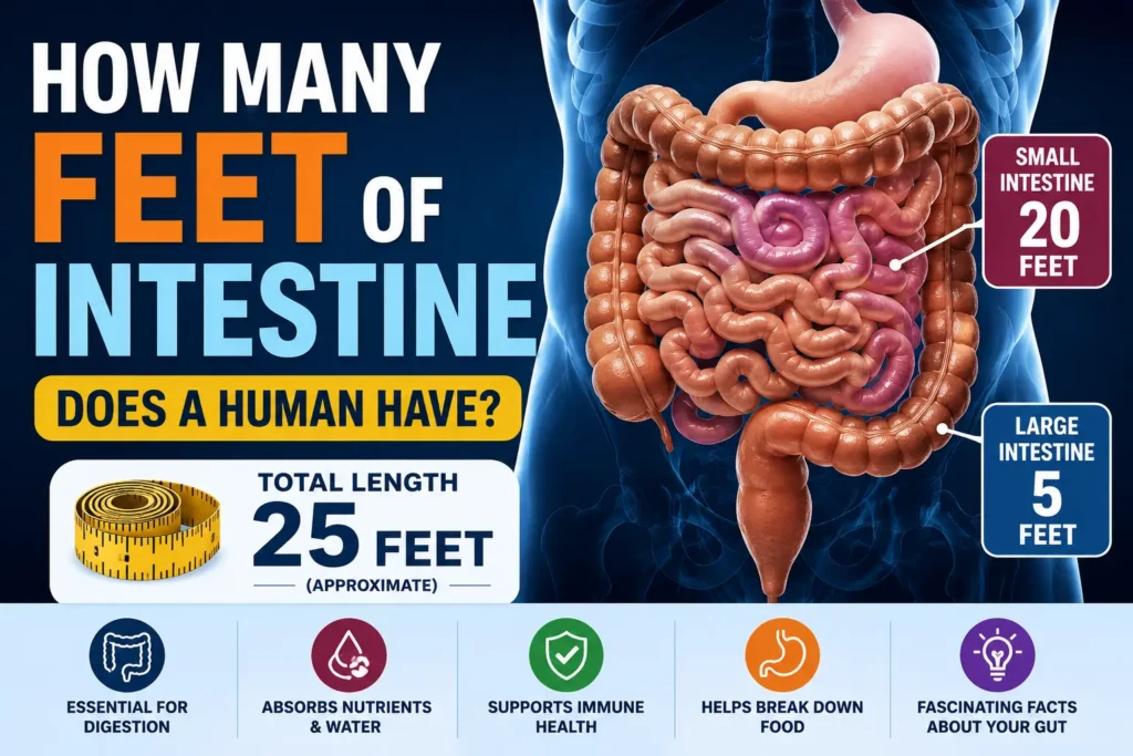 how many feet of intestine