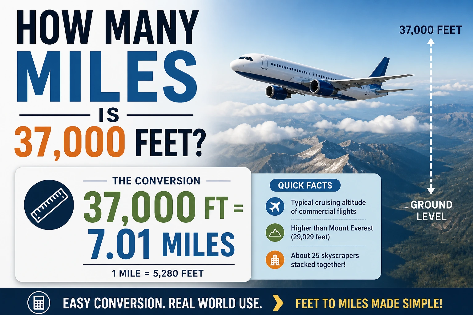 how many miles is 37000 feet
