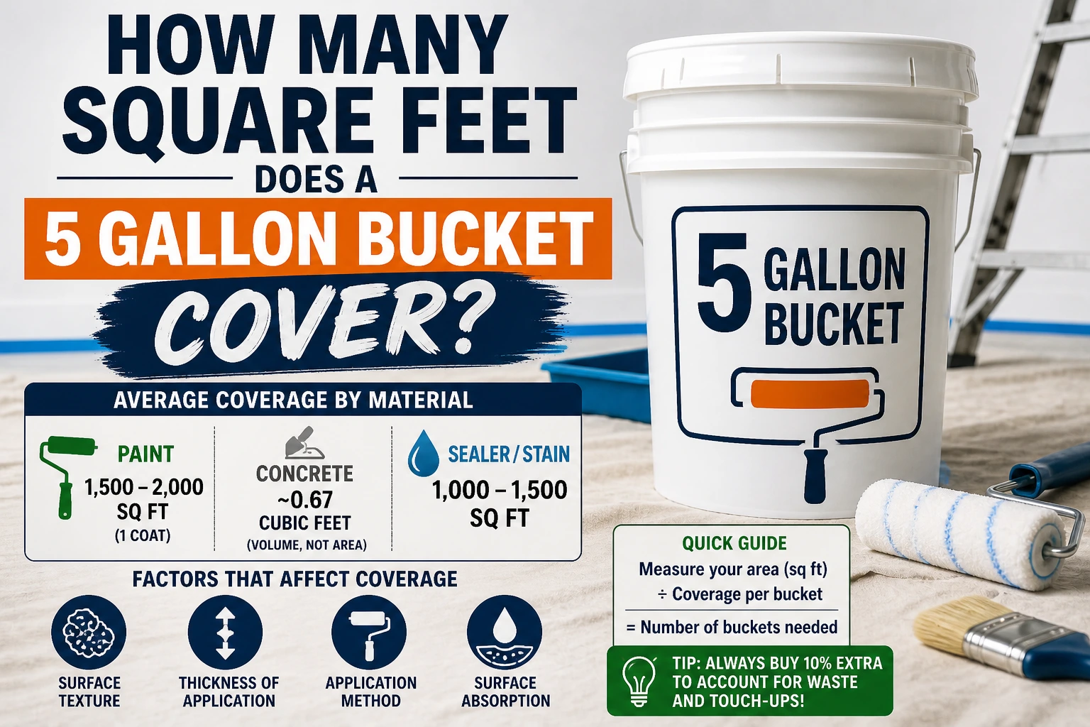 how many square feet does a 5 gallon bucket cover