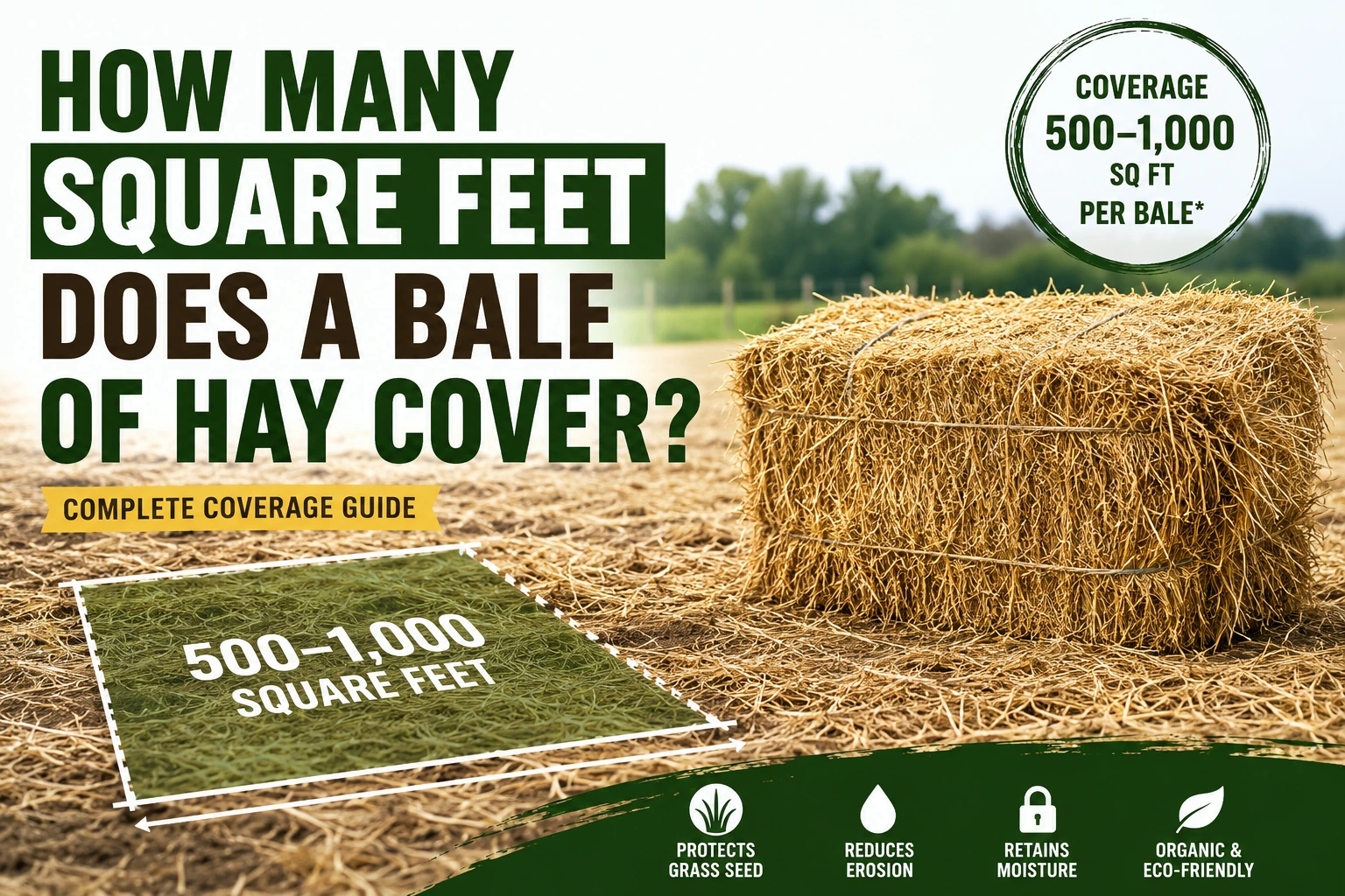 how many square feet does a bale of hay cover