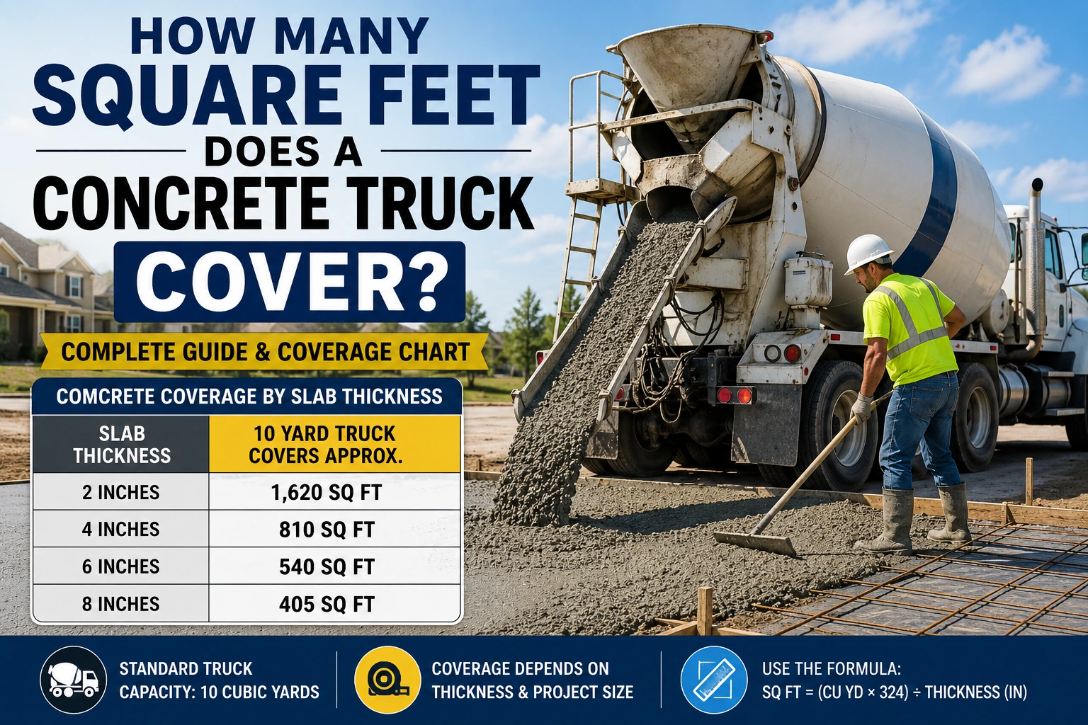 how many square feet does a concrete truck cover