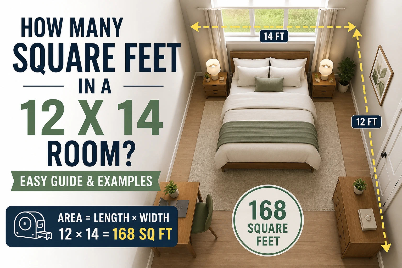 how many square feet in a 12 x 14 room