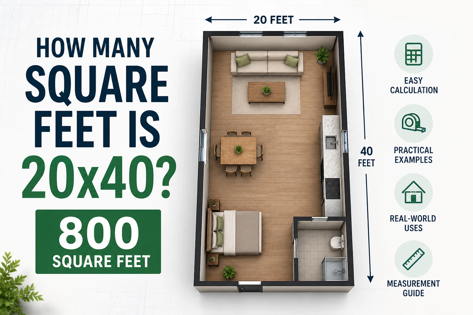 how many square feet is 20x40