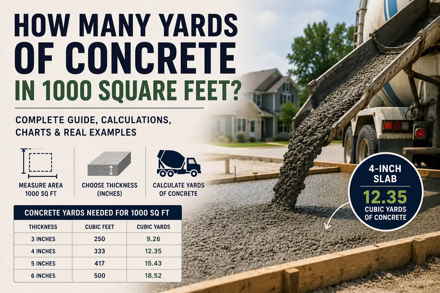 how many yards of concrete in 1000 square feet