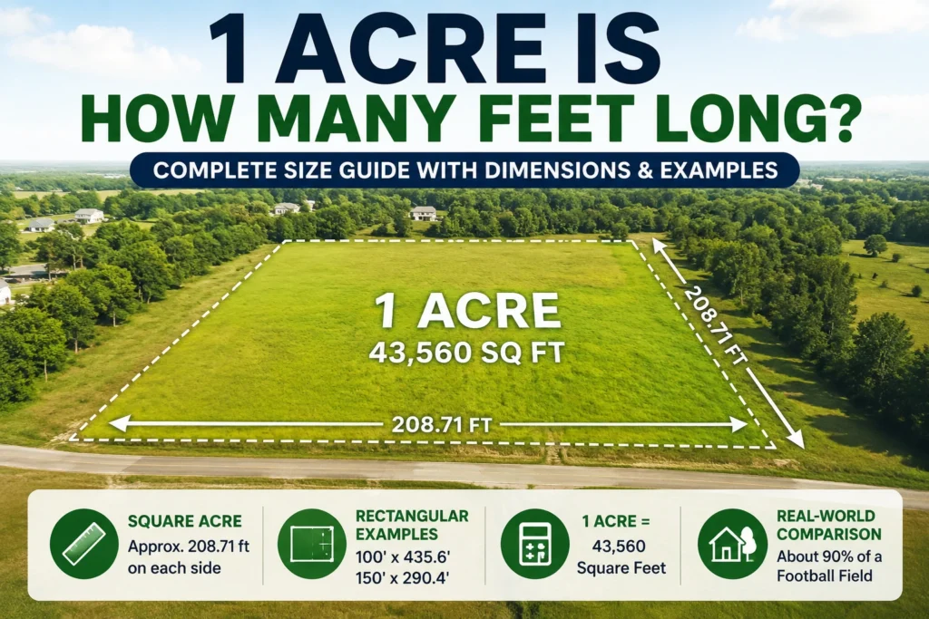 1 acre is how many feet long