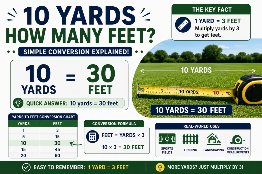 10 yards how many feet