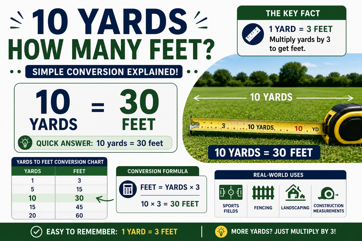10 yards how many feet