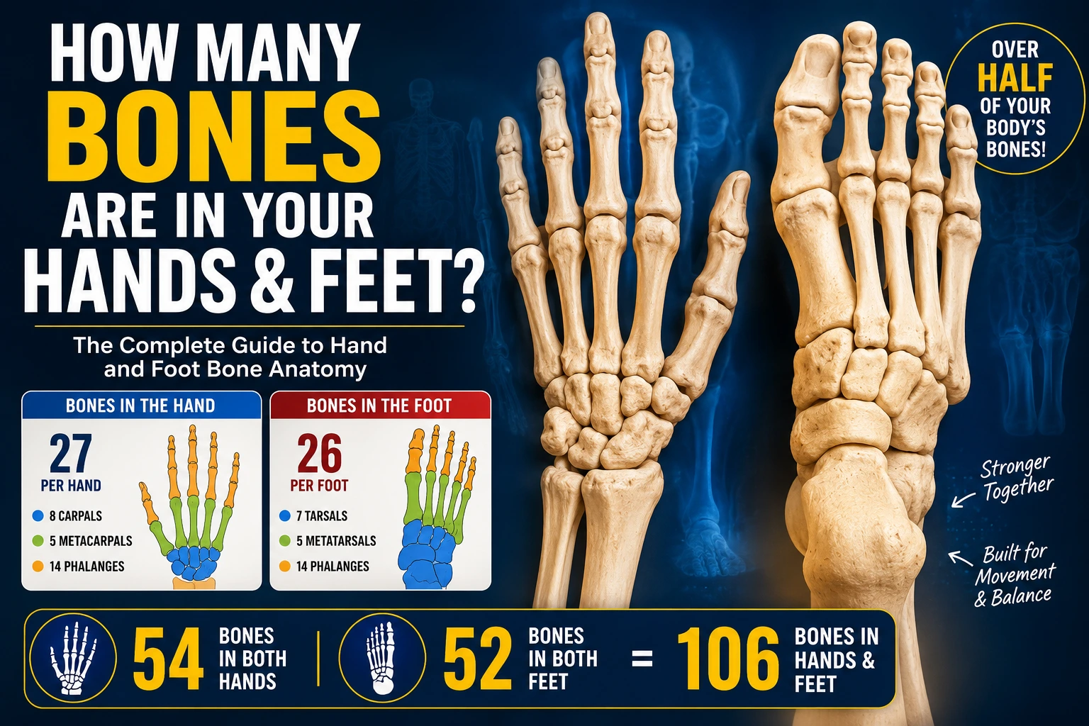 how many bones are in your hands and feet