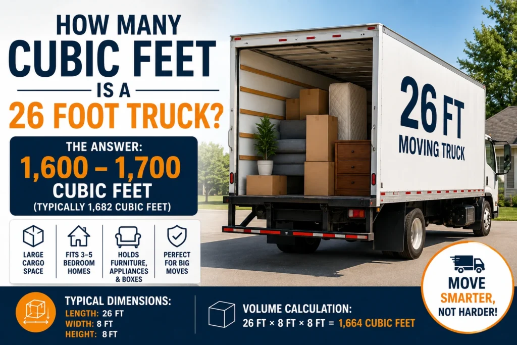 how many cubic feet is a 26 foot truck