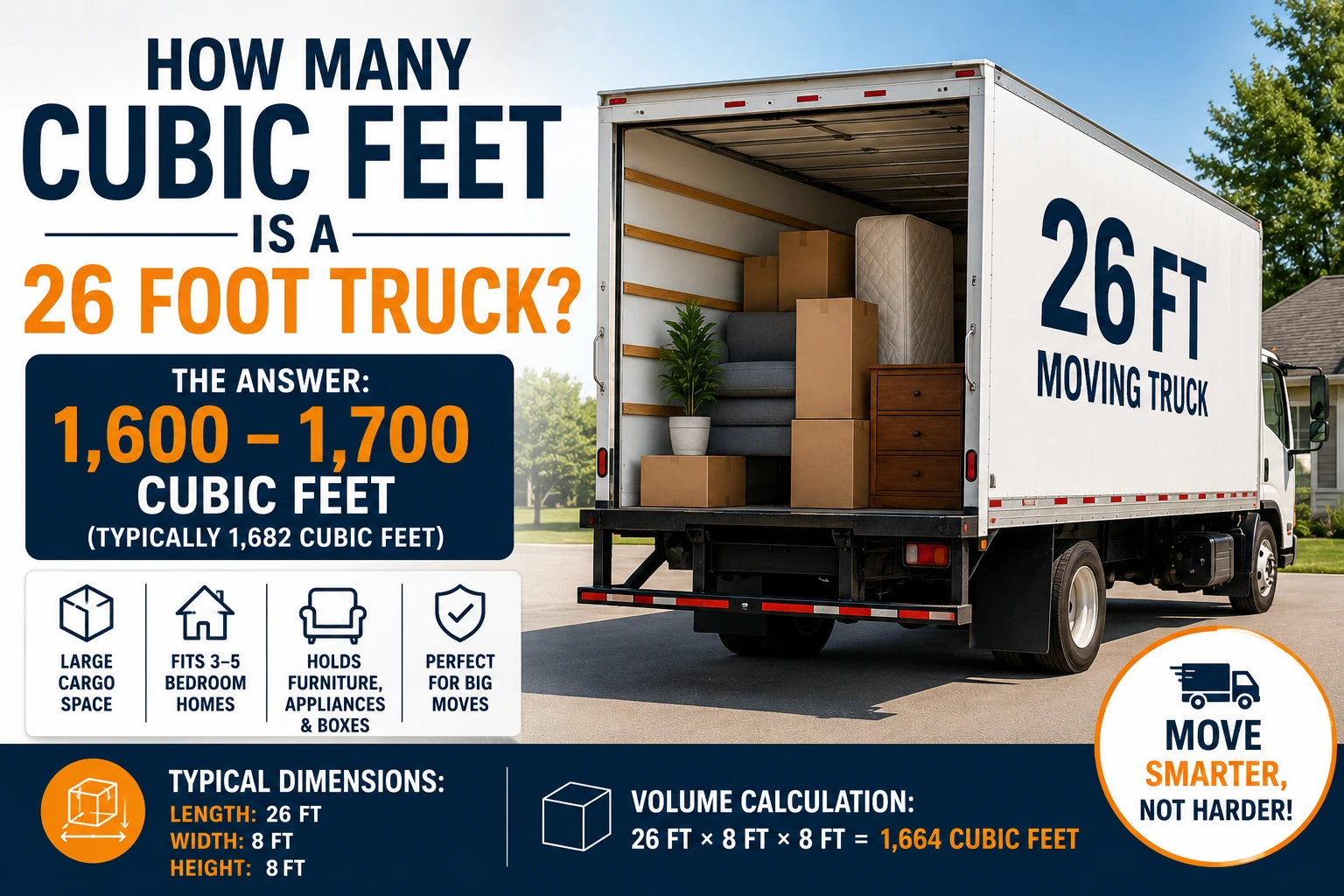 how many cubic feet is a 26 foot truck