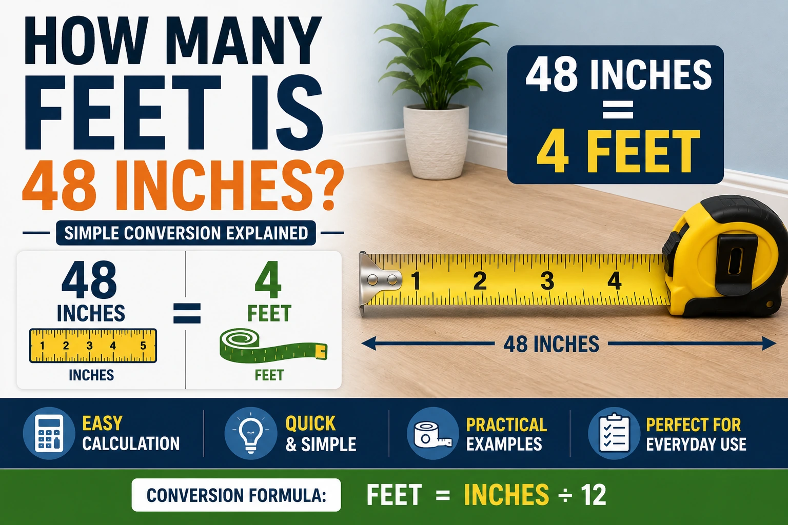 how many feet 48 inches