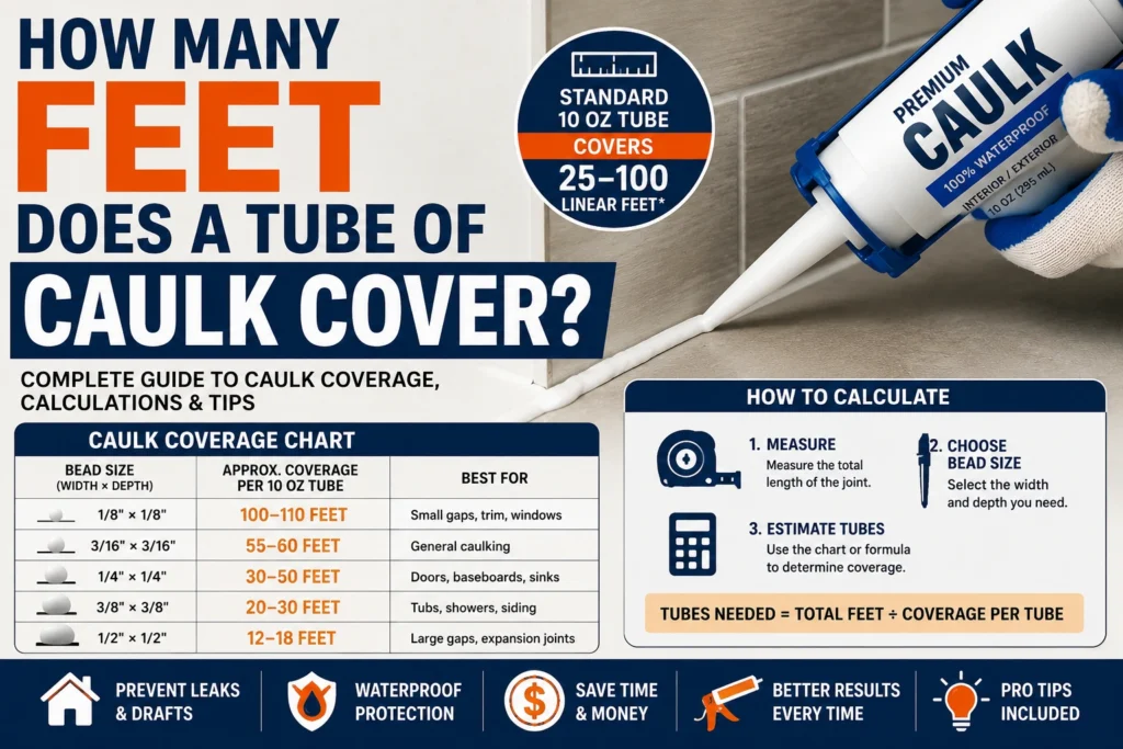 how many feet does a tube of caulk cover