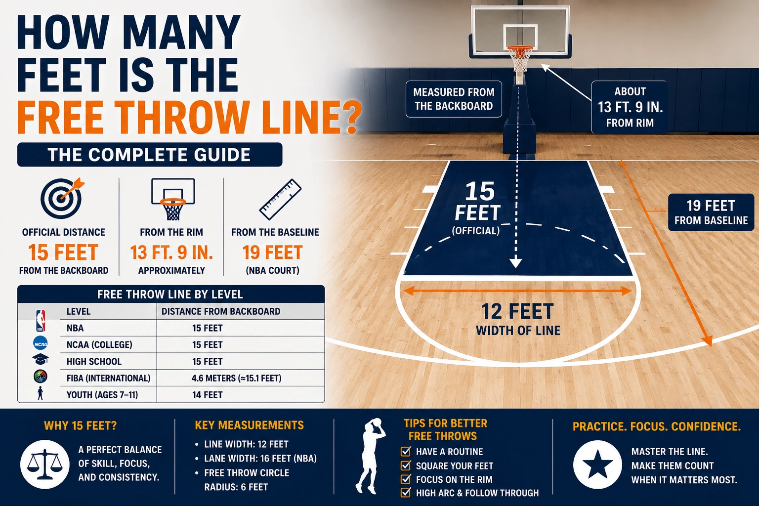 how many feet free throw line