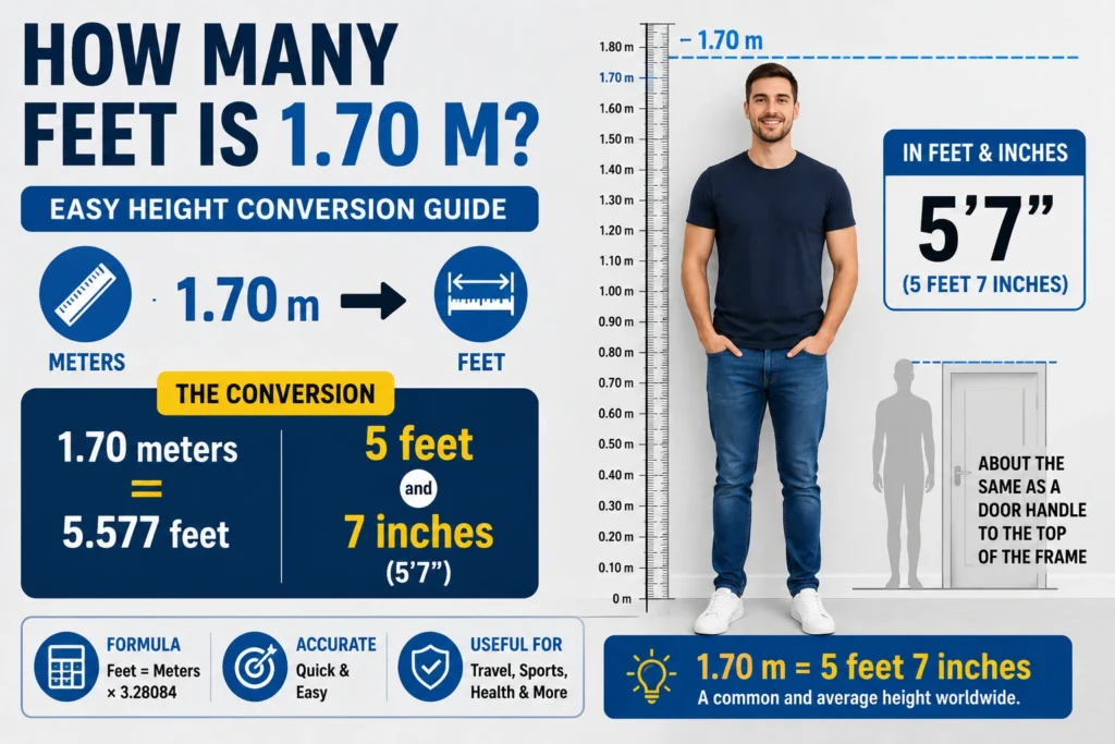 how many feet is 1.70 m