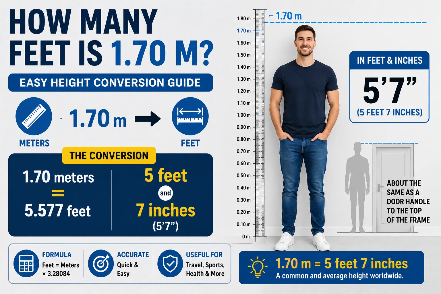 how many feet is 1.70 m