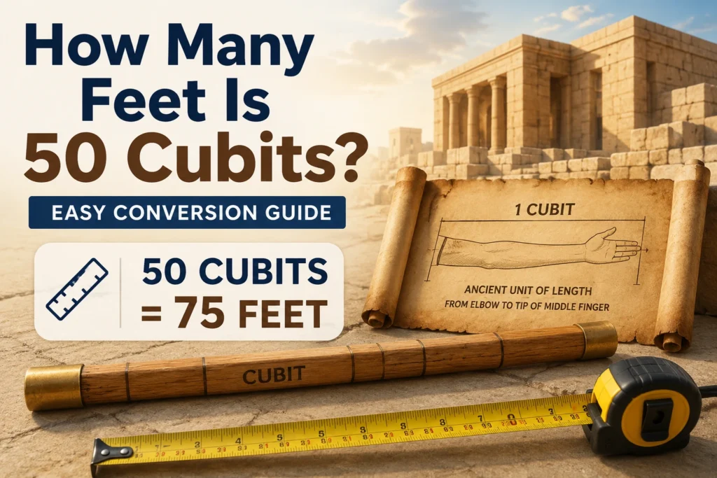 how many feet is 50 cubits