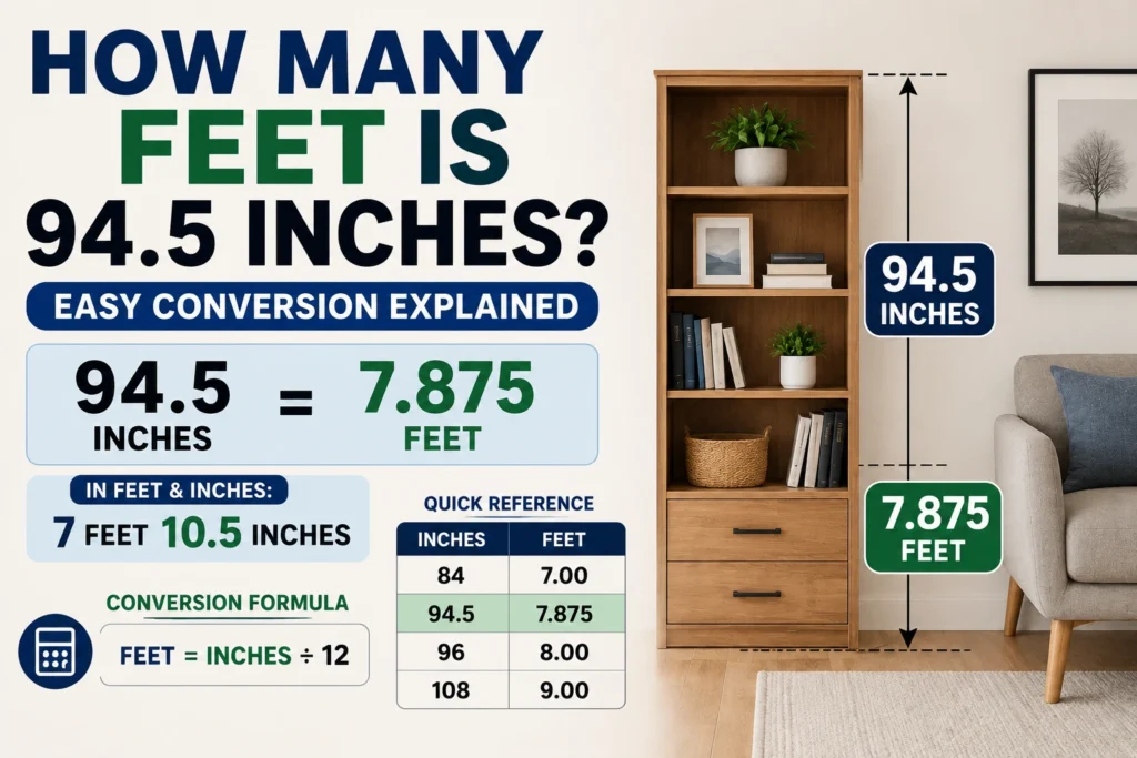 how many feet is 94.5 inches