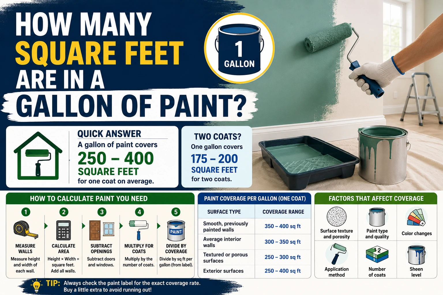 how many square feet are in a gallon of paint