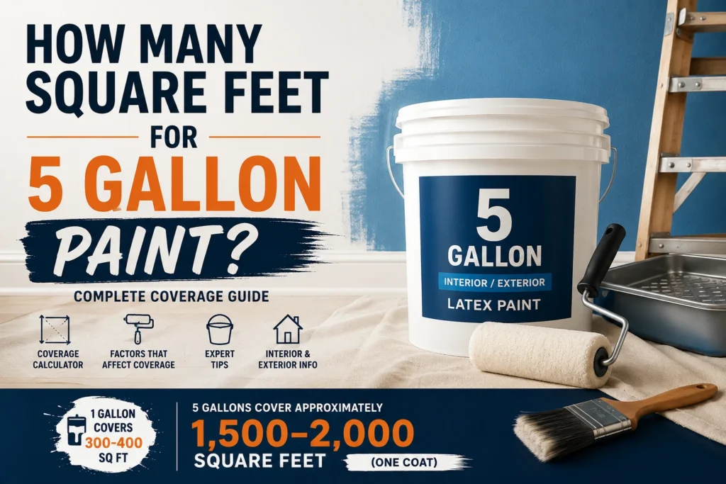 how many square feet for 5 gallon paint