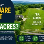 how many square feet is .75 acres