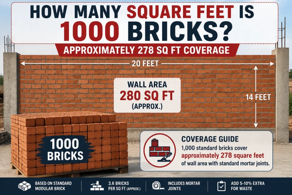 how many square feet is 1000 bricks