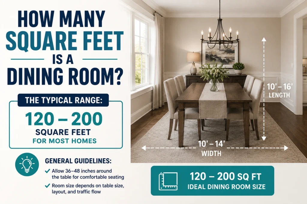 how many square feet is a dining room