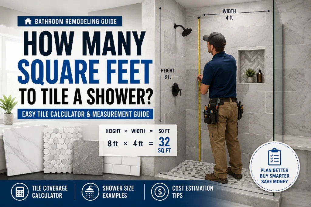 how many square feet to tile a shower