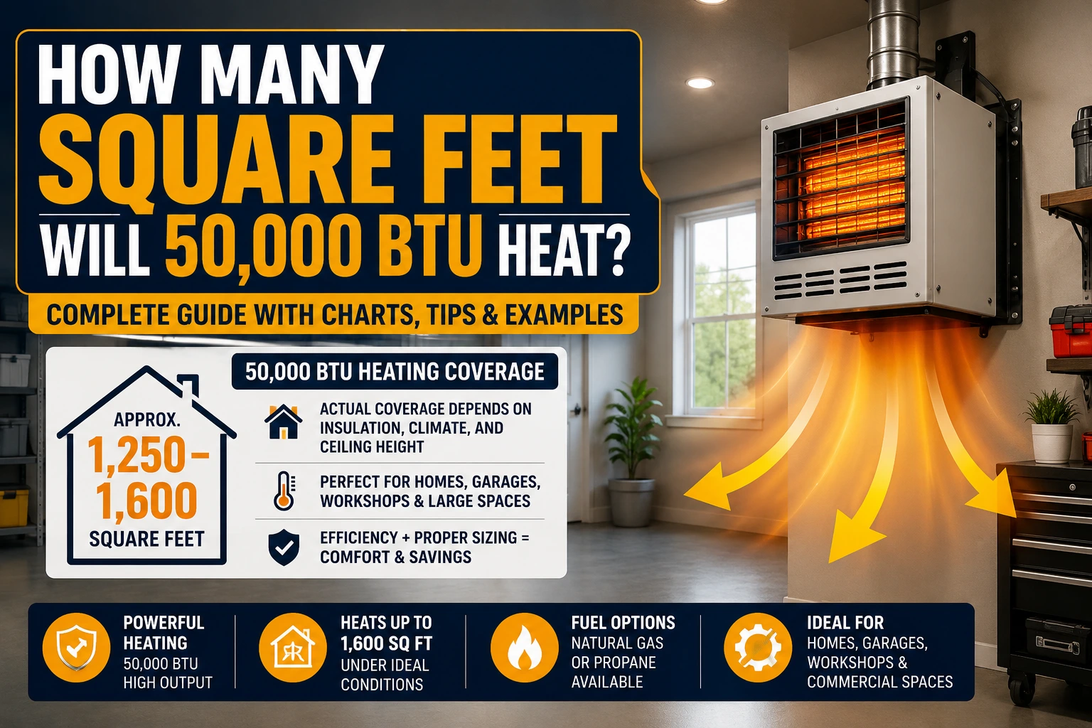 how many square feet will 50000 btu heat