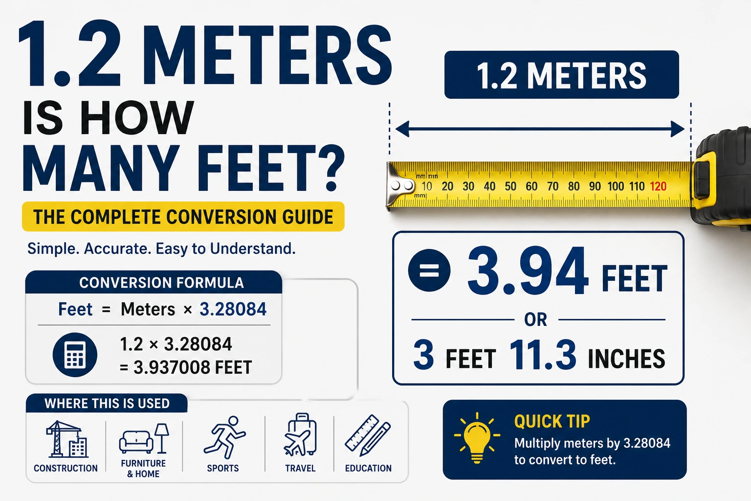 1.2 meters is how many feet