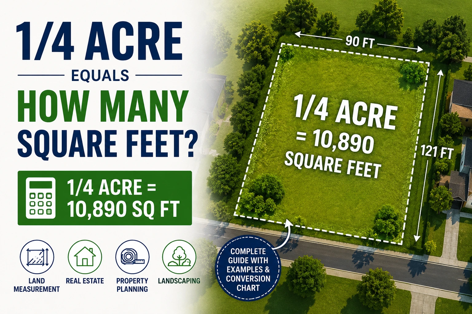 1/4 acre equals how many square feet