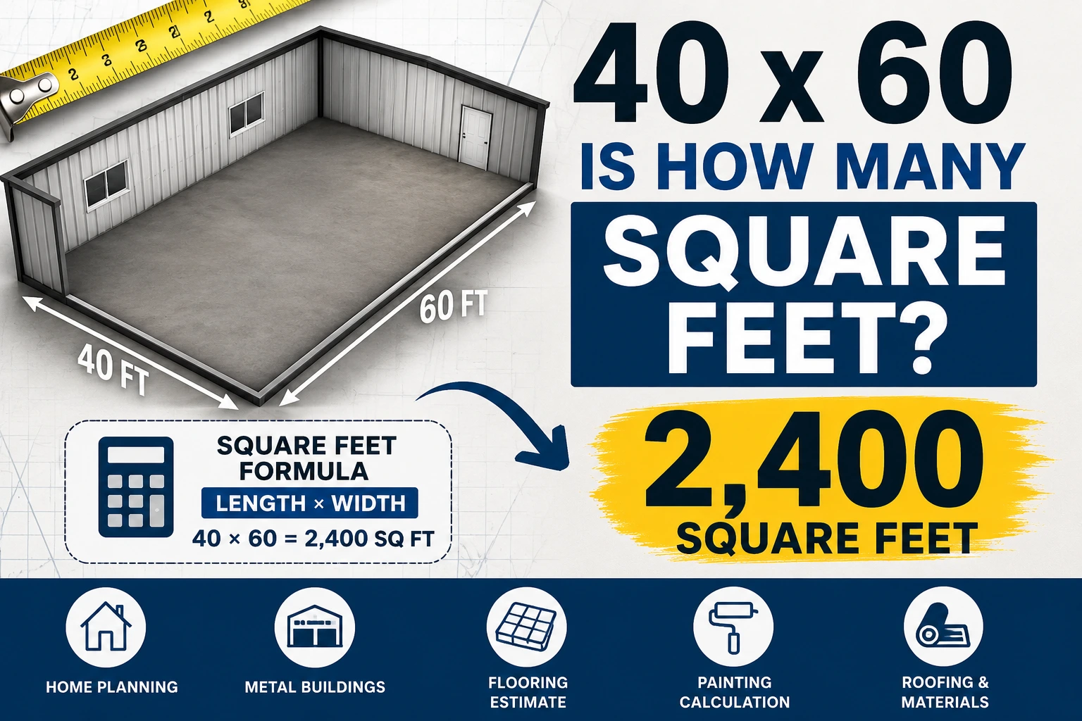 40 x 60 is how many square feet