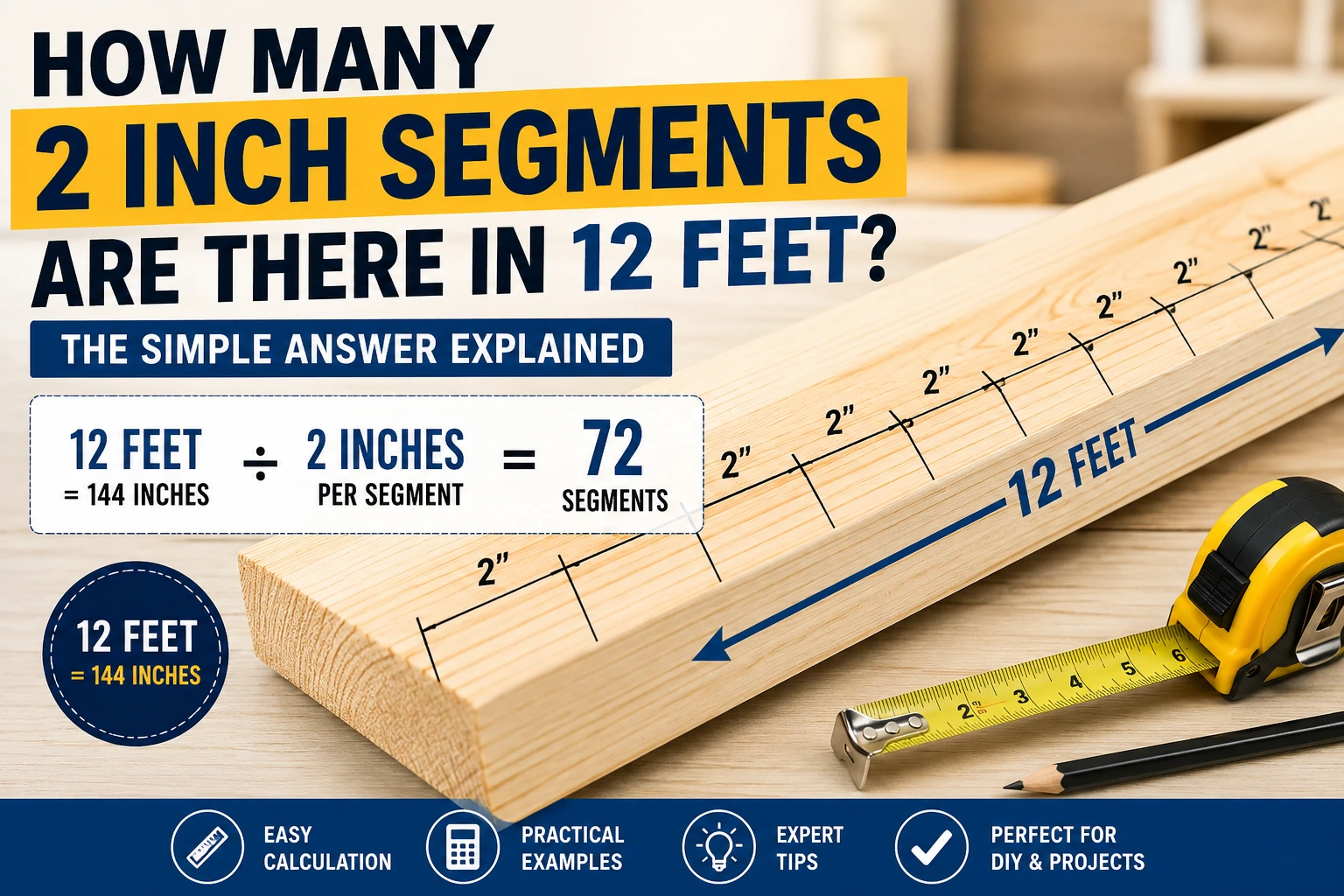 how many 2 inch segments are there in 12 feet