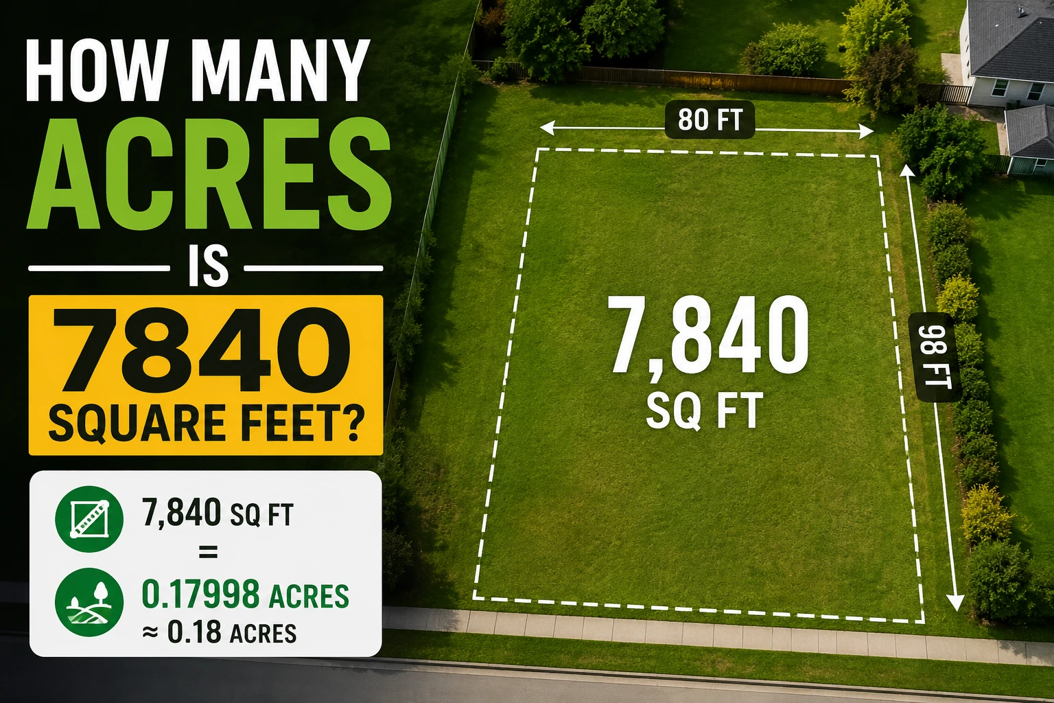 how many acres is 7840 square feet