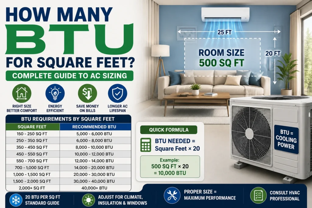 how many btu for square feet