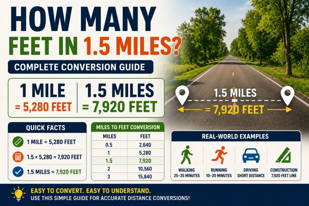how many feet in 1.5 miles